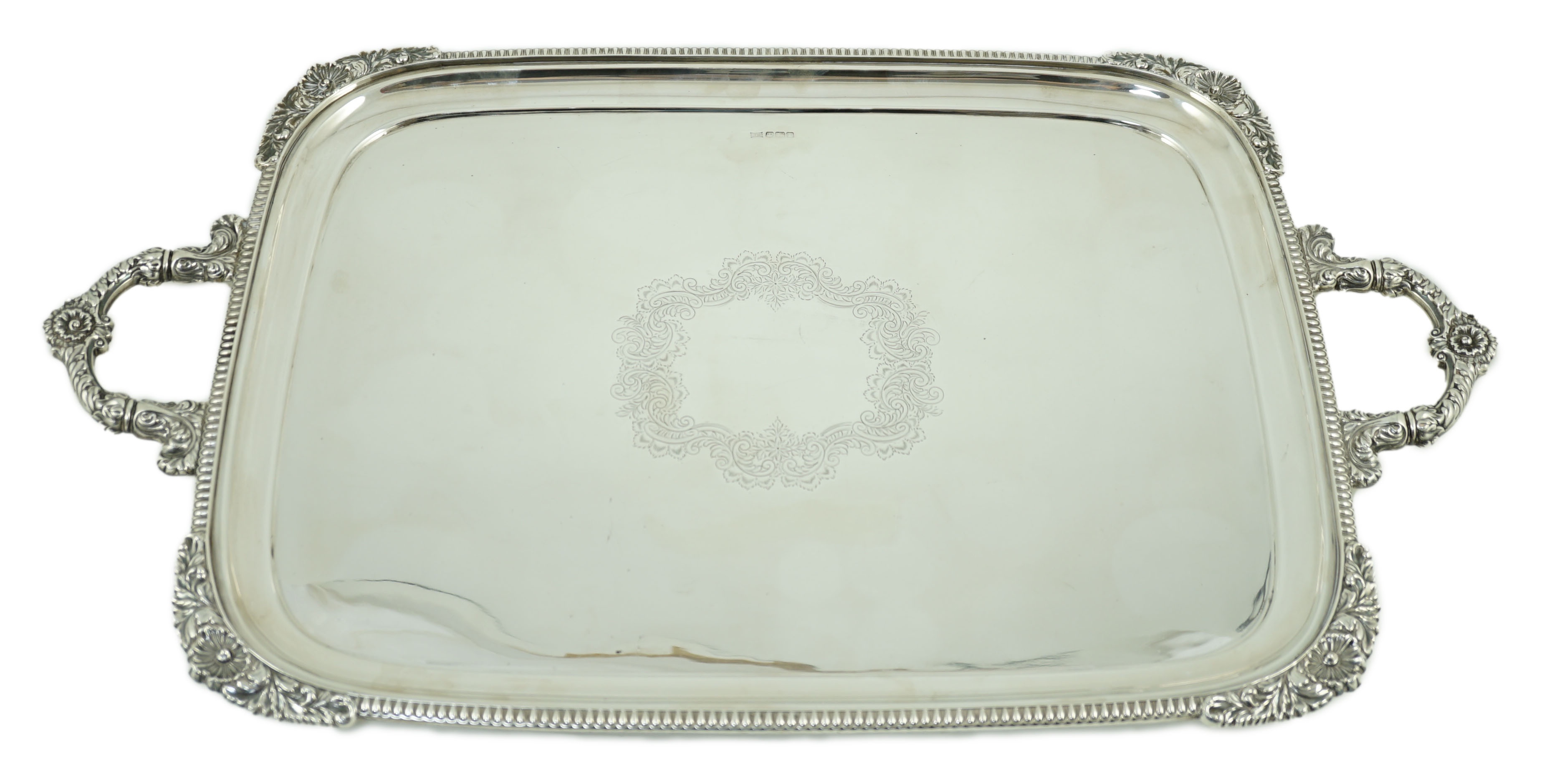 A 1930' silver two handled tea tray, by Walker & Hall